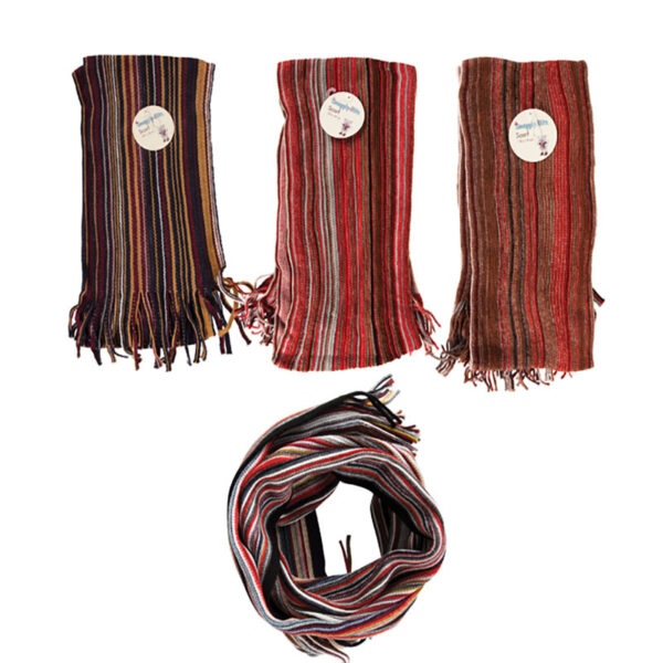 Knitted Stripe Scarf - 150x18cm, Assorted