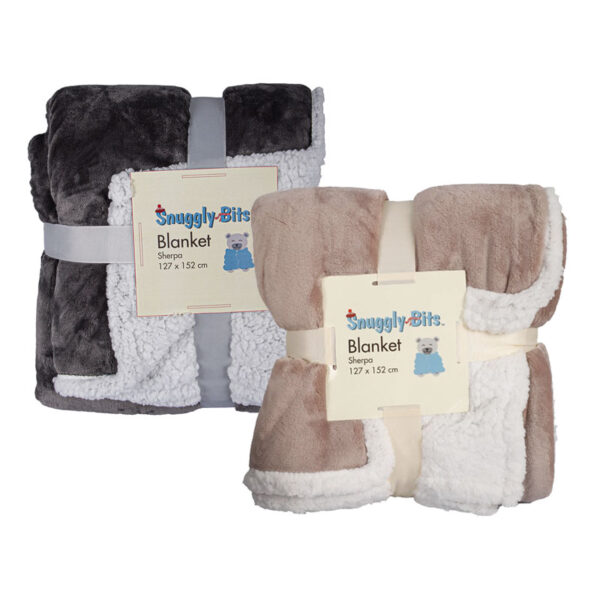 Blanket Flannel W/Sherpa 127x152cm Asstd