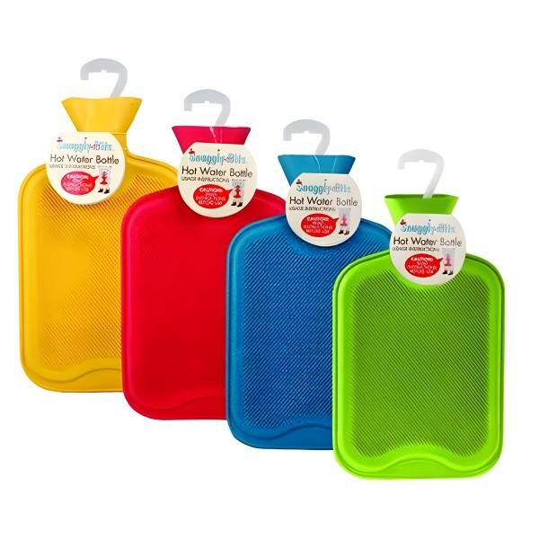 Rubber Ribbed Hot Water Bottle Assorted Colors - 2 Liter