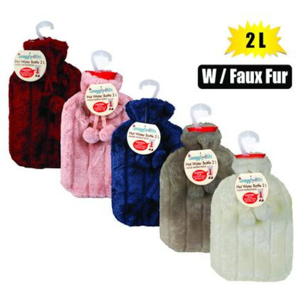 Hotwater Bottle W/Faux Fur Cover 2L