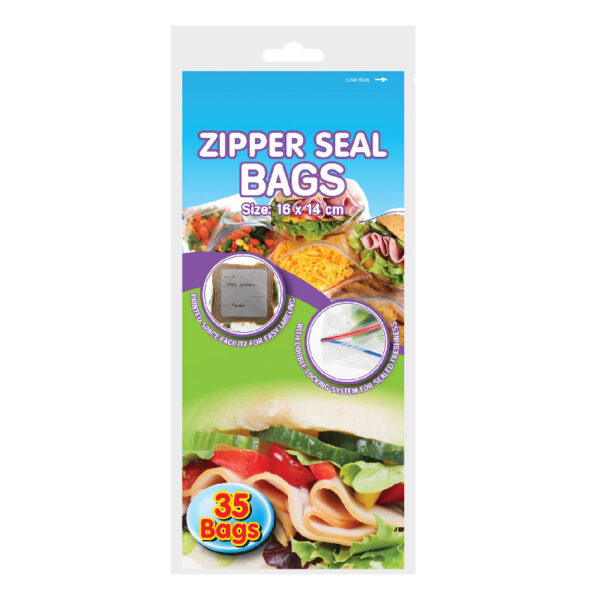 Zipper Seal Sandwich Bags - 16 X 14cm, 35-Pack