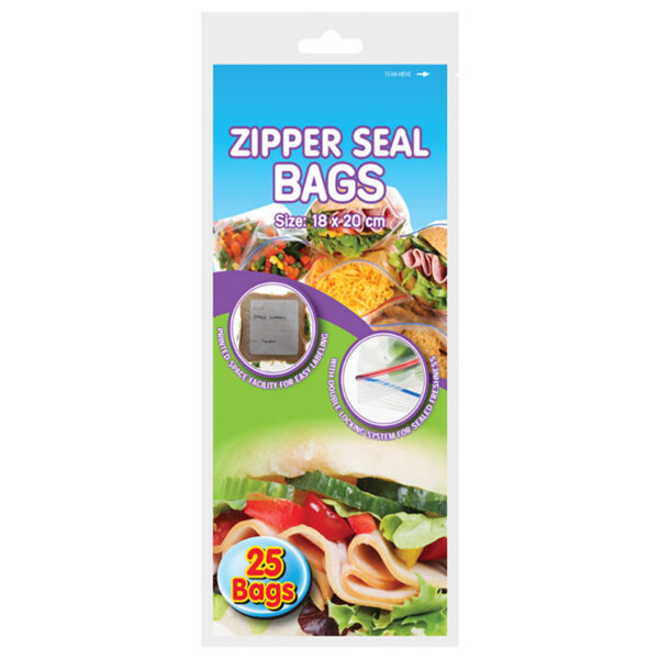 Zipper Seal Storage/Freezer Bags - 18 X 20cm, 25-Pack