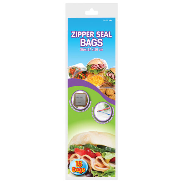Zipper Seal Storage/Freezer Bags - 27 X 28cm, 15-Pack