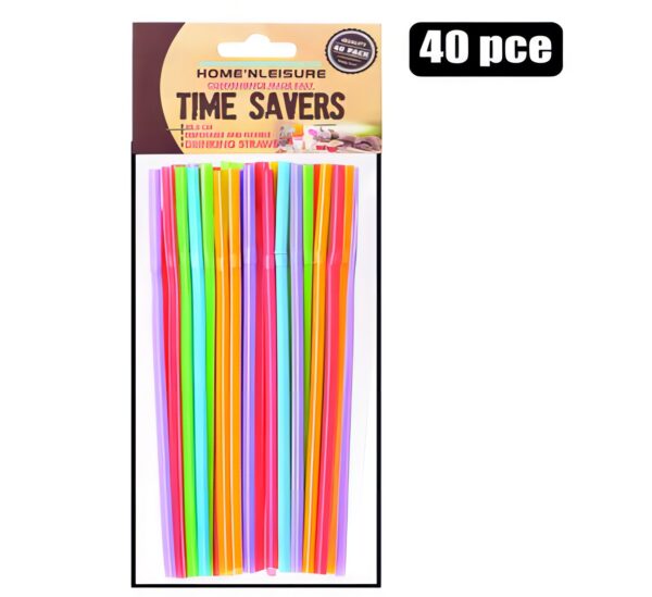 Bulk Pack 25 X Flexible Drinking Straws - 40-Pack, 21cm