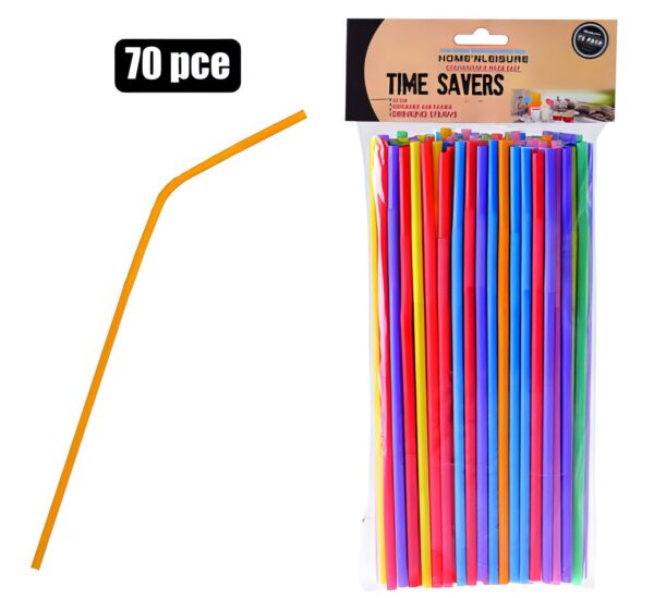 Flexible Drinking Straws - 33cm, 70-Pack