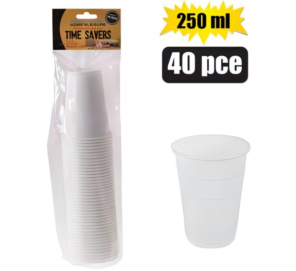 Disposable Foam Picnic Cups - 40-Pack, 250ml