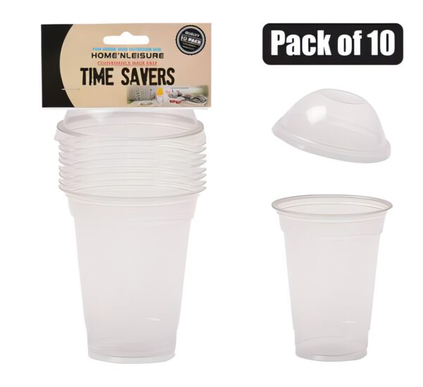 Disposable Plastic Dome Shaped Cups - Pack 10, 300ml