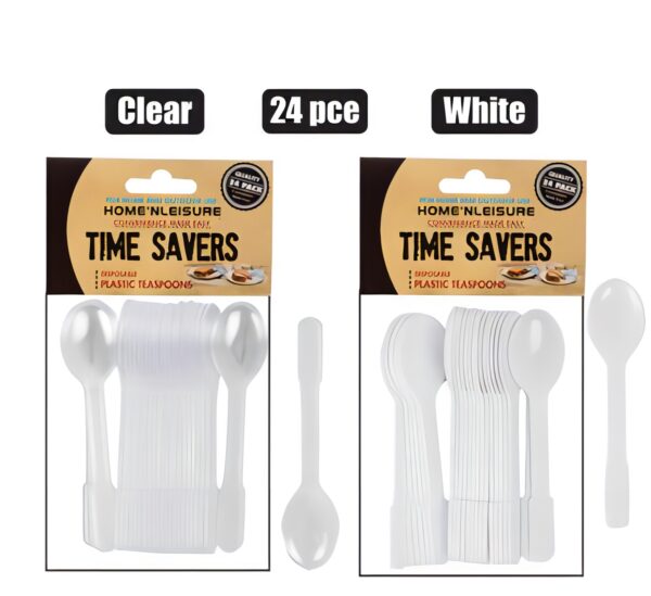 Bulk Pack 10 X Cutlery Plastic Teaspoons - 24 Piece