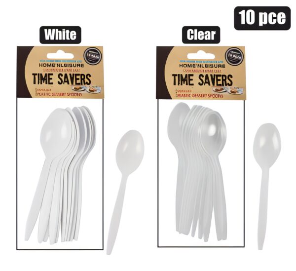 Bulk Pack 10 X Timesavers Plastic Dessert Spoon - 10-Pack