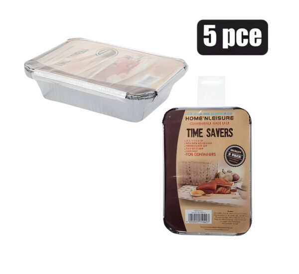 Aluminium Foil Baking Pan - 5-Pack, 17 X 11.5 X 3cm, Lid Included