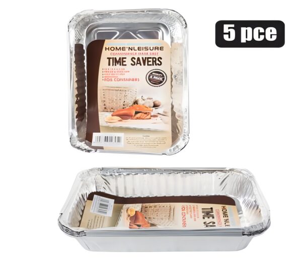 Aluminium Foil Baking Pan - 5-Pack, 19 X 13 X 4.5cm, Lids Included