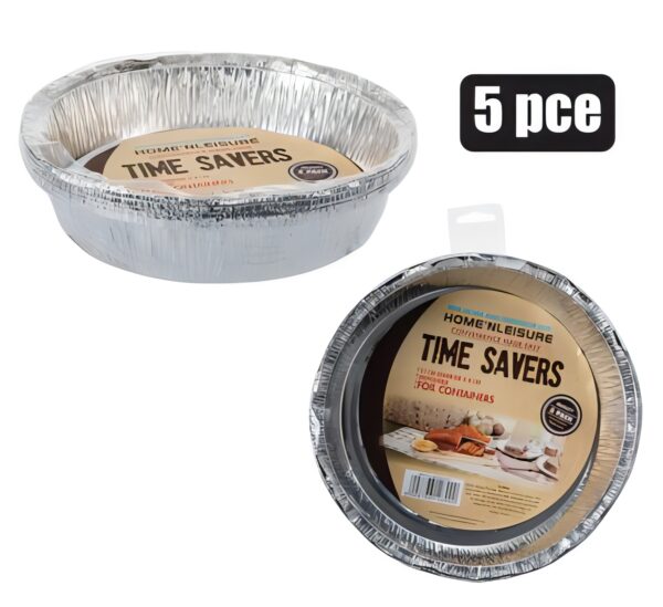 Aluminium Foil Pie Dishes - 5-Pack, 21 X 4cm Diameter