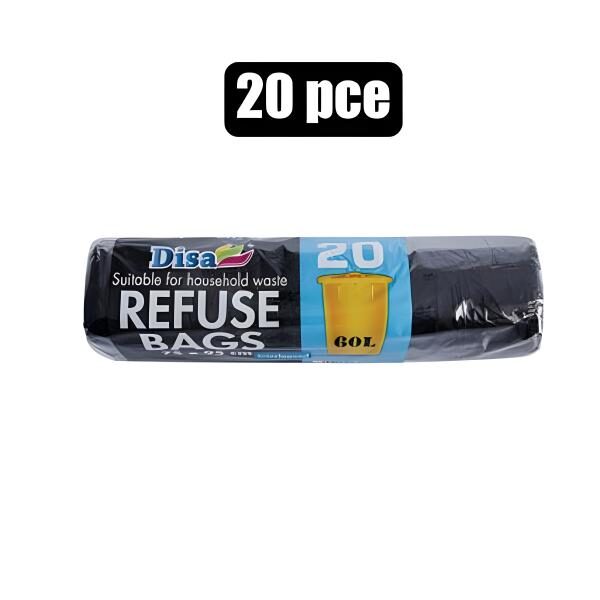 Bulk Pack 5 X Black Refuse Bag - 20-Pack, 750 X 950mm