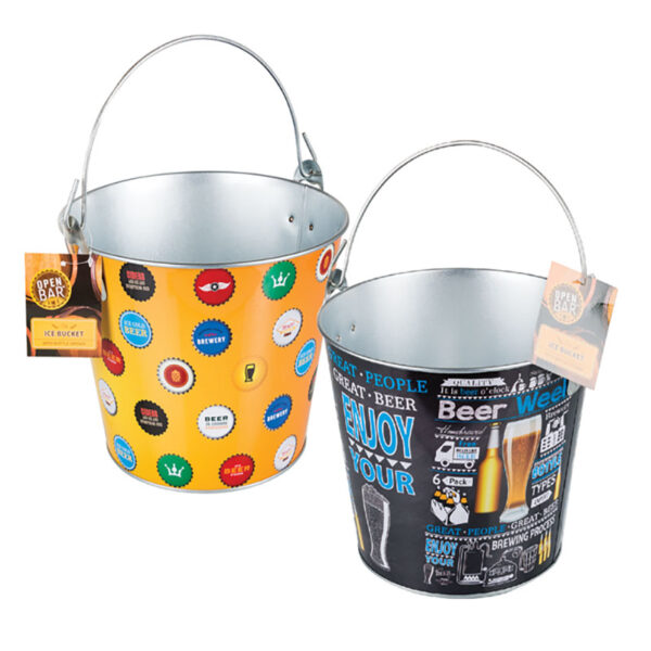 Decorated Tinplate Ice Bucket - 22 X 18cm