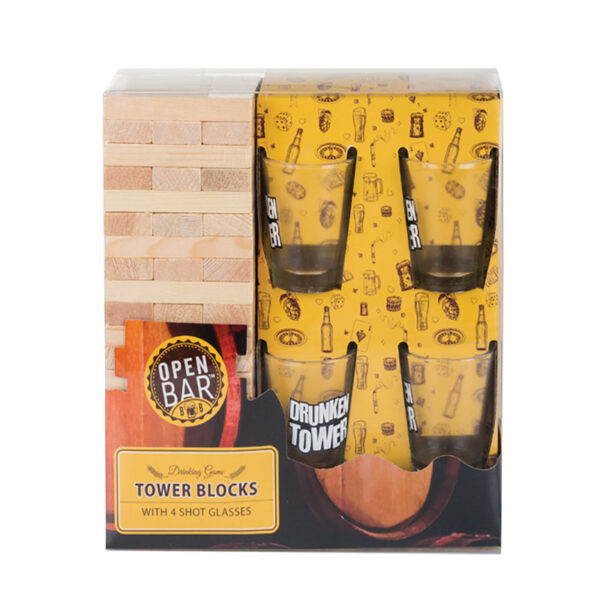 Drunken Tower Drinking Game - With 4 Glasses