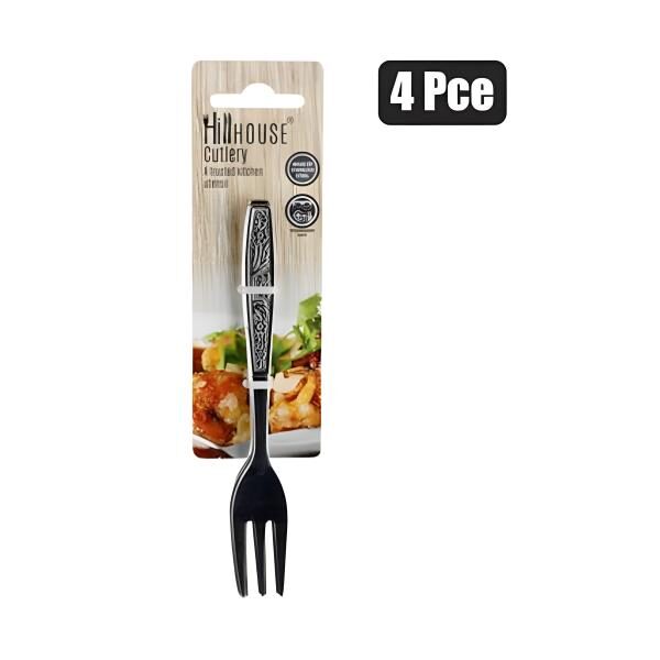 Hillhouse Rose Pattern Pastry Forks - Pack Of 4
