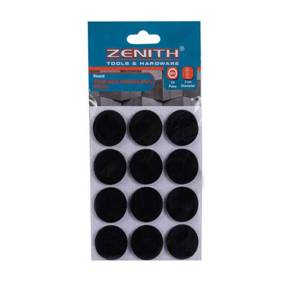 Black Adhesive Protection Pads Round - 30mm - Card Of 24