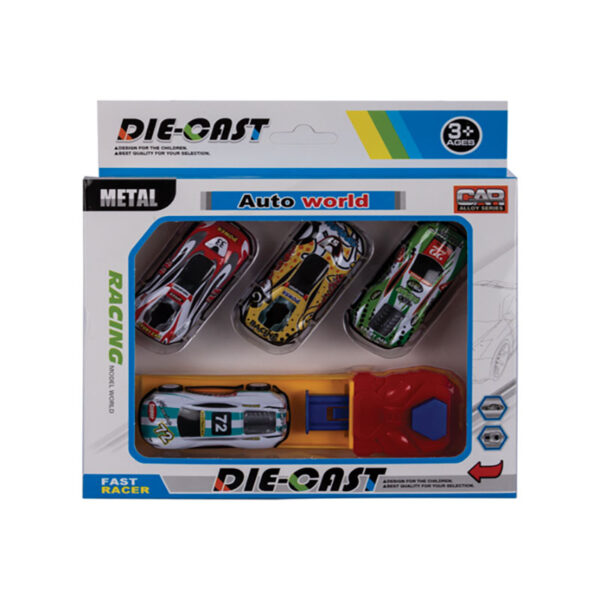 Die Cast Set With 4 Cars & 1 Launcher