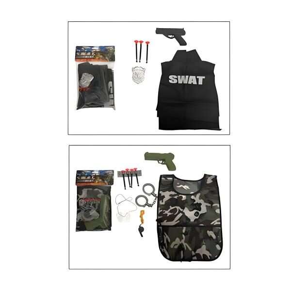 Boys Playset Army/Swat Vest & Gun Asstd
