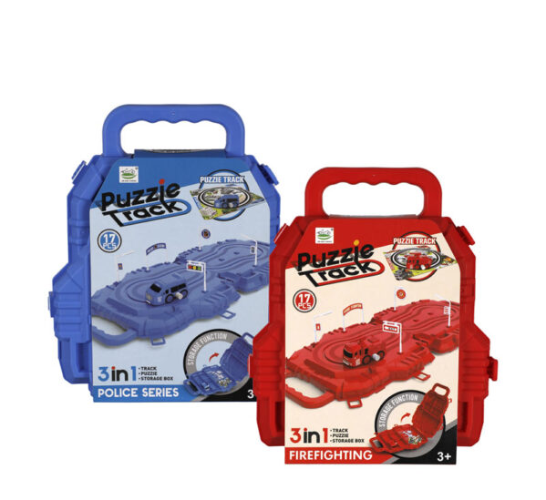 Boys Playset Storage Puzzle Windup Car