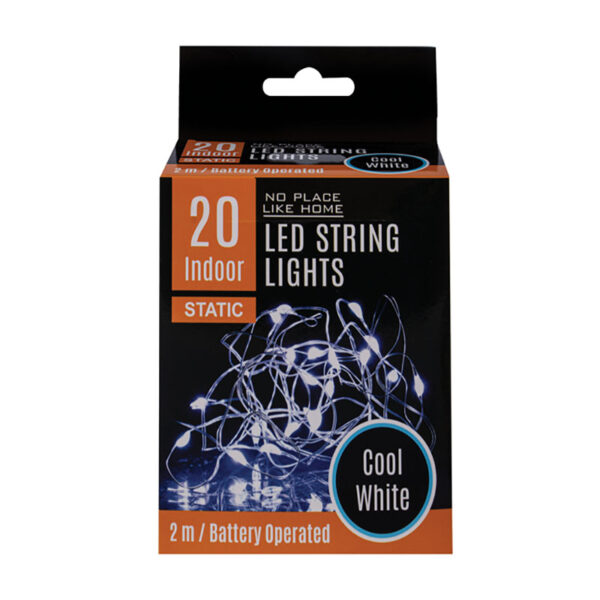 String Light With 20 Bulbs, Cool White - Battery Operated