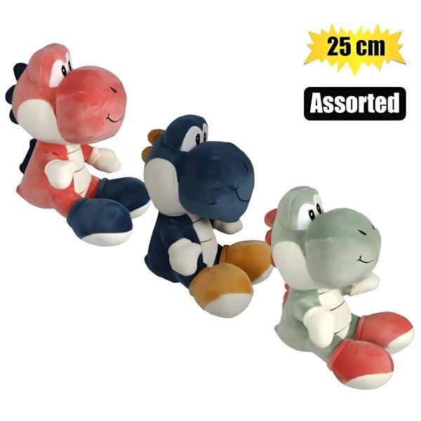 Plush Dinosaur Pastel Smiley 25cm Asstd