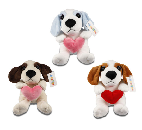 Plush Love Dog With Heart Assorted 27cm