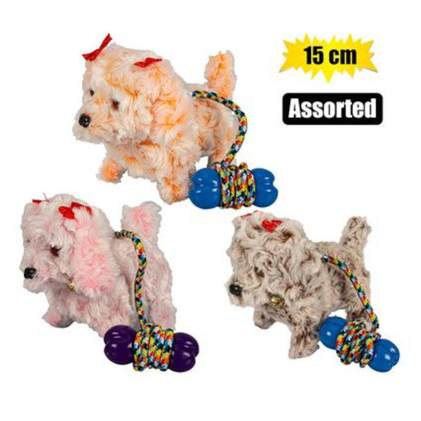 Plush Dog Walking Battery Operated 15cm