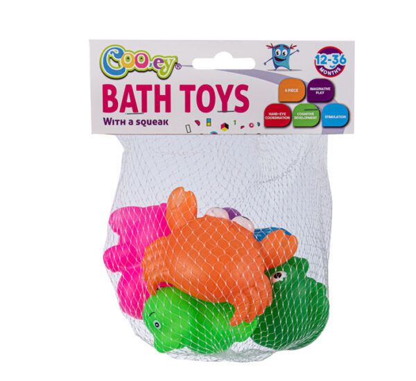 Baby Bath Bud Vinyl Toys Squeky - 6 Piece