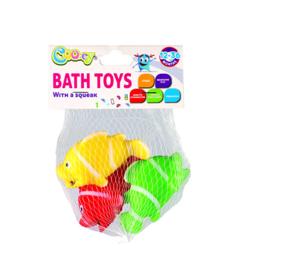 Baby Bath Bud Vinyl Fish Squeak 3Pc