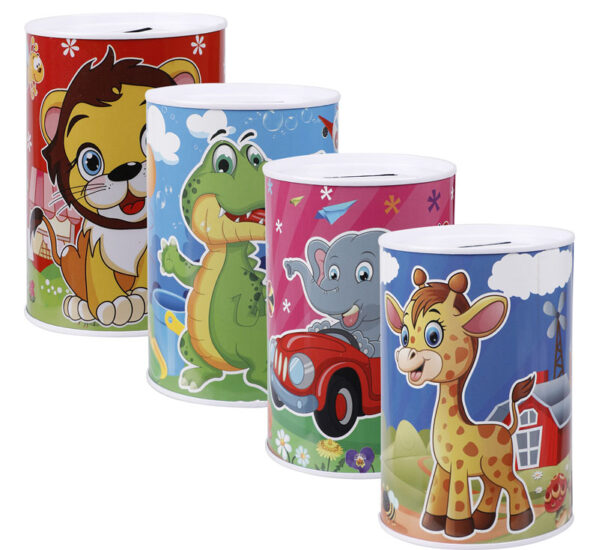 Money-Bank Tin Kiddies Asstd 8x12.5cm