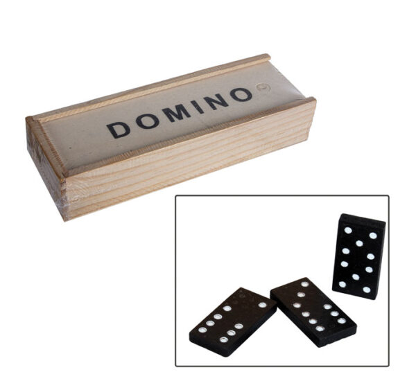 Wooden Dominoes Set In Wood Box - 15 X 5 X 3cm