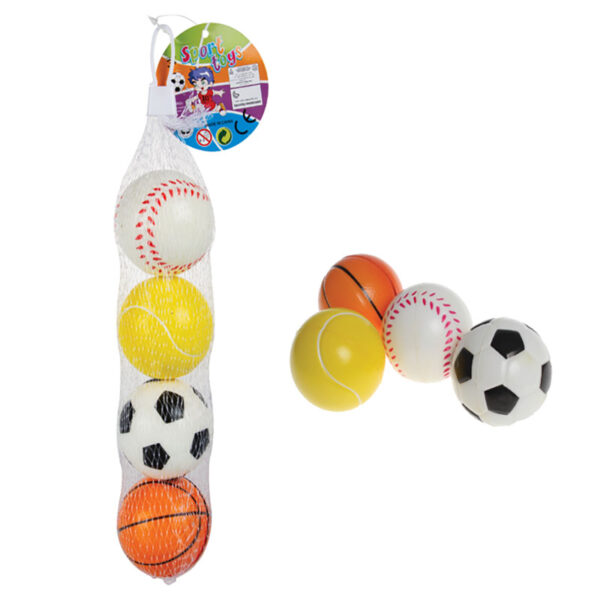 Stress/Soft Play Sport Balls - 5.5cm, Set Of 4