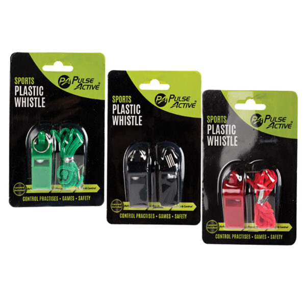 Sports Whistle - Plastic, With Cord, Asst Colours