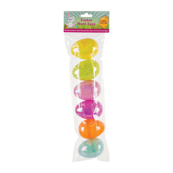 Easter Hunt Eggs - Plastic Fillable 6pc, 8x5cm