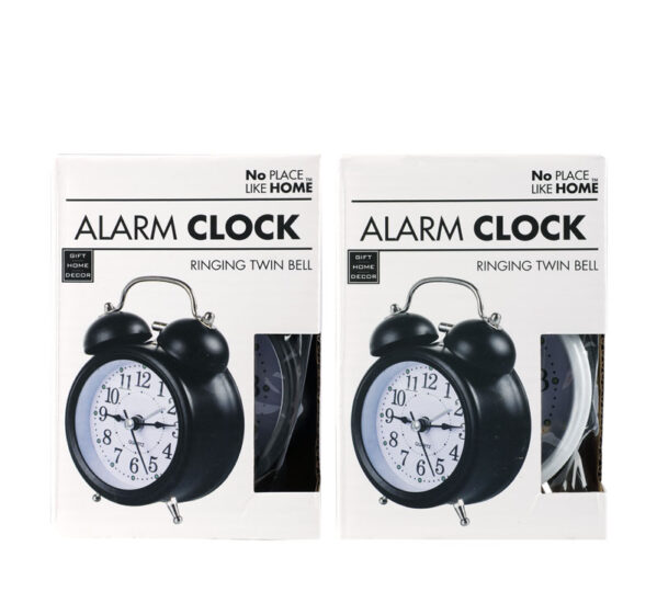 Metal Alarm Clock With Bell - 12cm, Assorted Designs