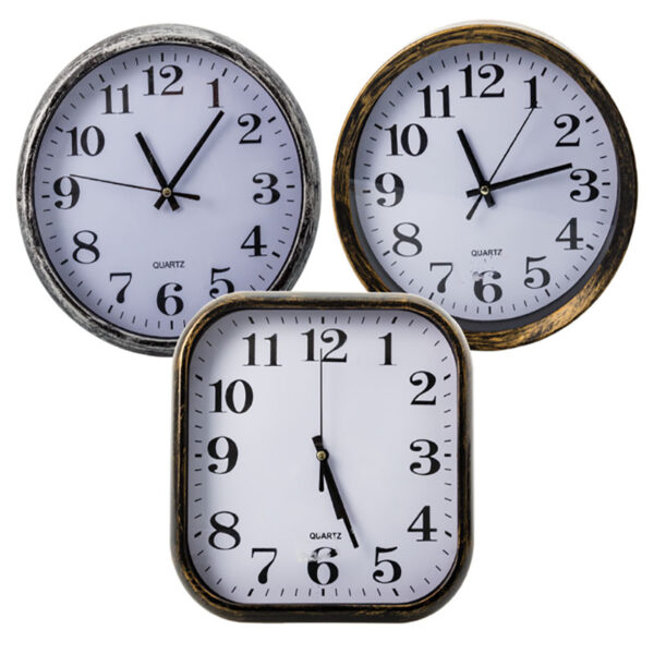 Plastic Wall Clock - Assorted Designs - 23cm