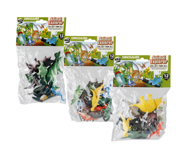 Dino World, Rubber Dinosaurs - 12-Pack, Assorted