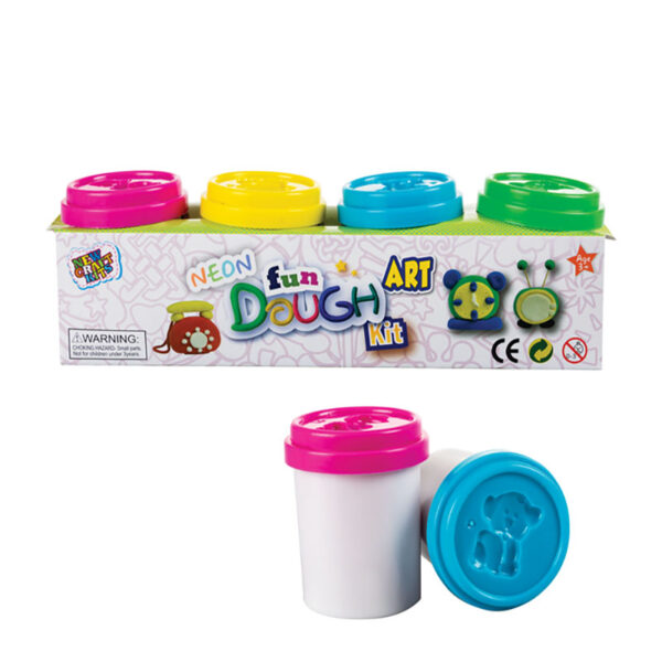 Neon Play Dough With Moulds - 4 X 60g Tubs
