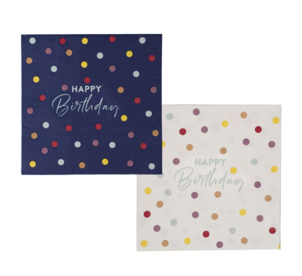 Serviettes 2Ply 33cm 20Pc Dot H-Birthday