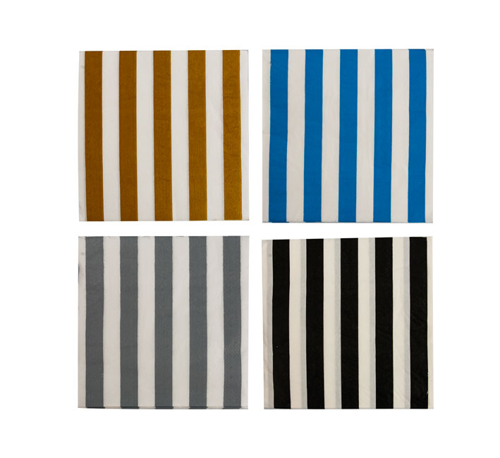 Serviettes With Stripes - Assorted, 33cm, Pack Of 20, 2-Ply