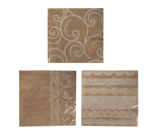 Serviettes 2Ply 33cm 20Pc Kraft