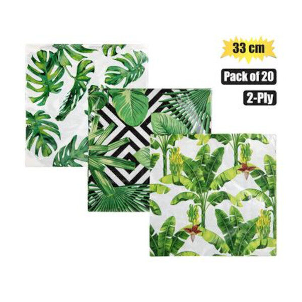 Serviettes - Assorted, 33cm, Pack Of 20, 2-Ply