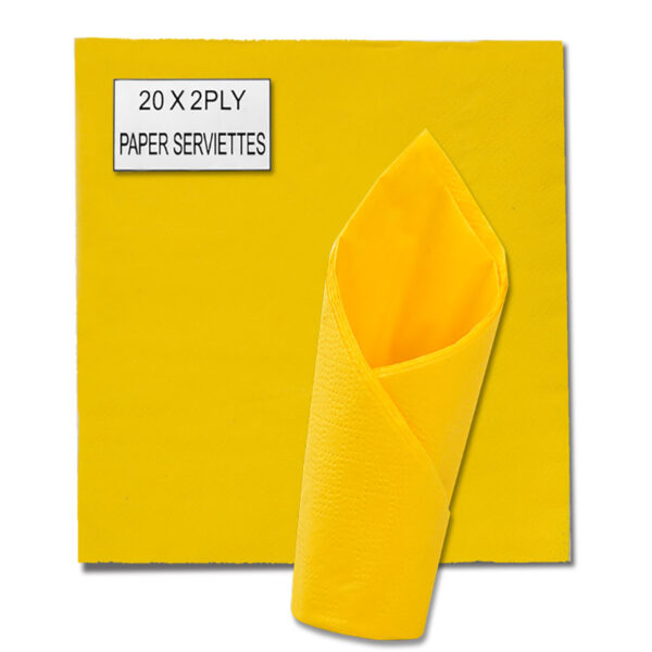 Serviettes - Yellow, 33cm, Pack Of 20, 2-Ply