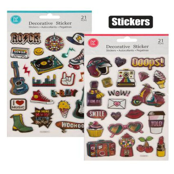 Embossed Foil Puffy Sticker Assorted - Assorted