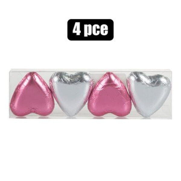 Sweet Chocolate Foil Heart In Box- 4 Piece