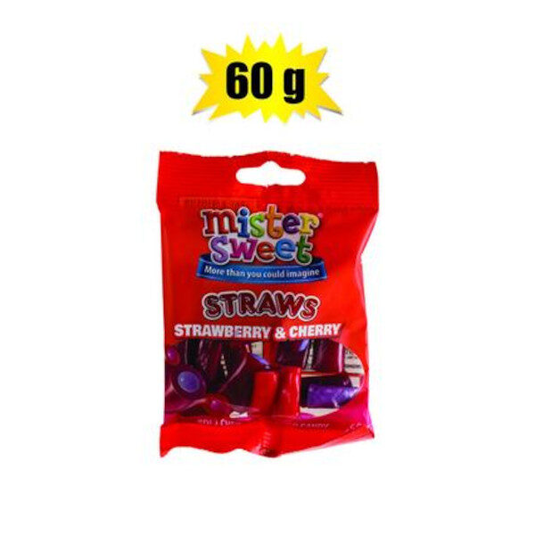 Mister Sweet Cherry & Strawberry Straws - 60g