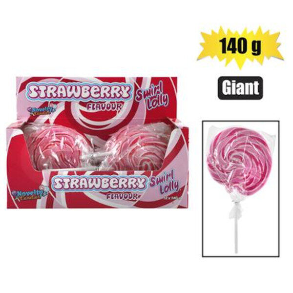 Strawberry Swirl Lolly - Large, Strawberry Flavor, 140g