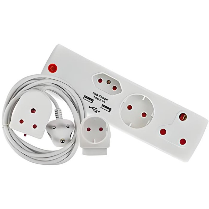 Combopack 3m Lead 10amp USB White