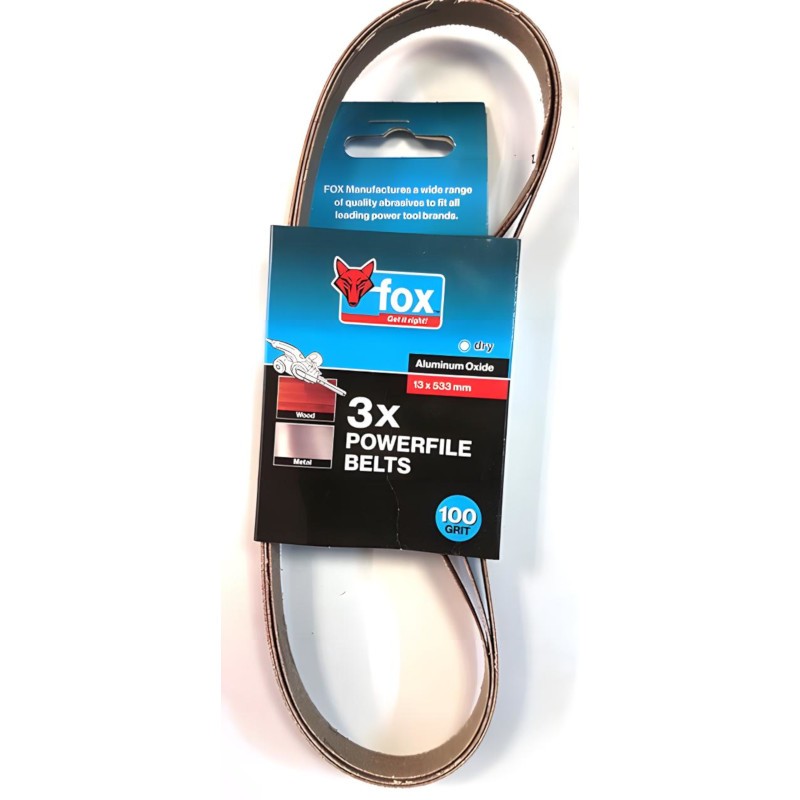 FOX - Abrasive Power File Belt 13x533mm Coarse 3pcs Per Pack